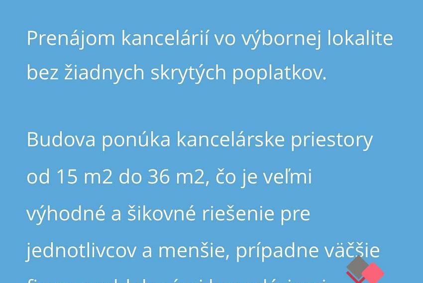 Kancelárske priestory od 17m2, Koceľova ul.